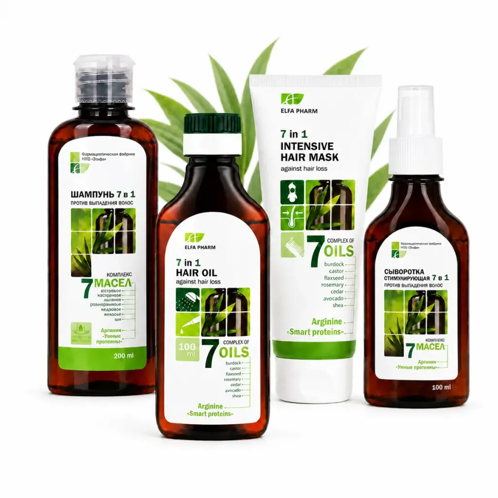 Elfa Pharm 7 Oils Anti-Hair Loss Care Set – Shampoo, Oil, Mask & Serum