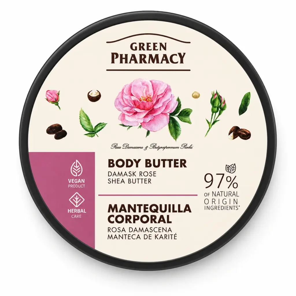 Green Pharmacy Body Butter – Damask Rose & Shea Butter – 97% Natural