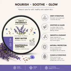 Green Pharmacy Body Butter – Lavender & Flax Oil – 97% Natural
