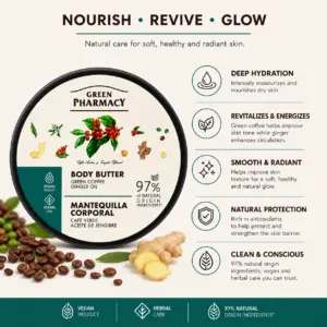 Green Pharmacy Body Butter – Green Coffee & Ginger Oil – 97% Natural