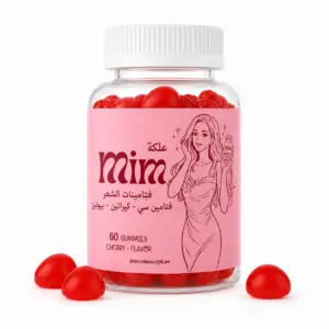 6 × علكة ميم بيوتي فيتامينات الشعر - بيوتين وفيتامين سي - كرز - 60 حبة